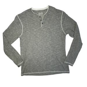 BKE Men's Gray Long Sleeve Tee 1/4 Button Size Large